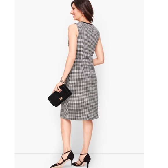 🖤TALBOTS🖤 TIPPED TIE NECK DRESS - HOUNDSTOOTH🖤 - Picture 2 of 9
